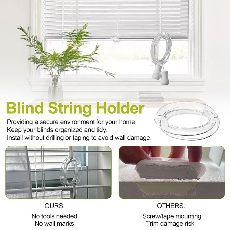 Batator 8Pcs Window Blind Cord Winder,Blind Cord Holder Safety Baby Proof Blind String Holder Wrap Child Proof Clear Plastic Windows Shade String Clips,No Wall Damage - Image 3